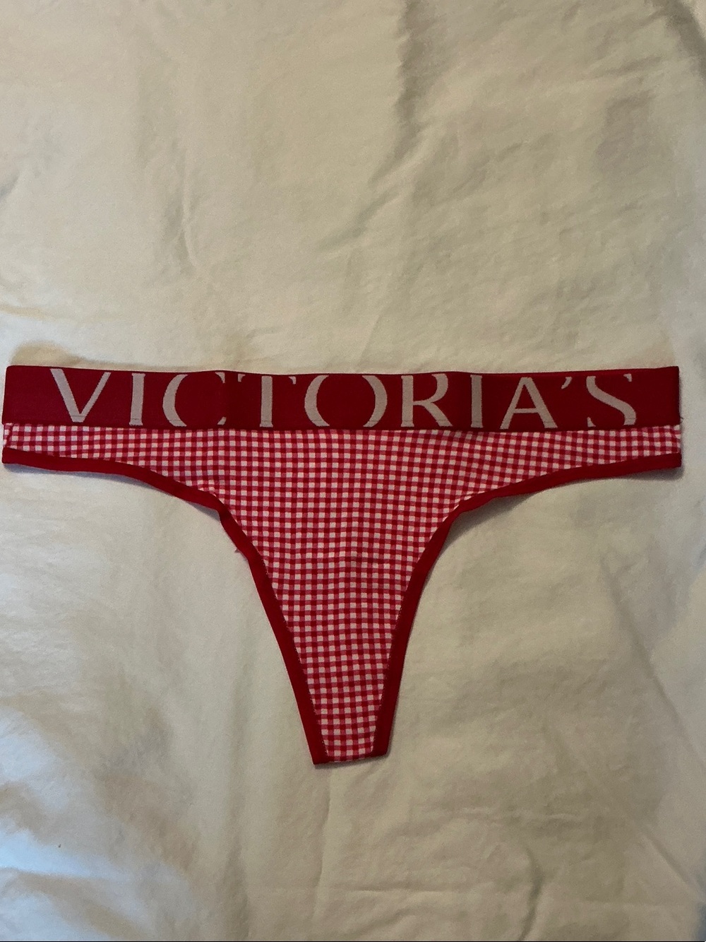 Victoria's Secret Red Gingham Thong with Branded Waistband